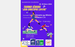 Tournoi séniors Couzeix 28 et 29/03/26